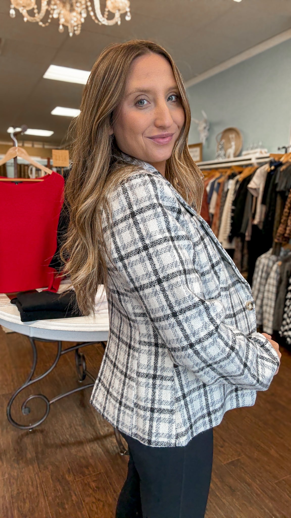 Blue Ivory Plaid Blazer
