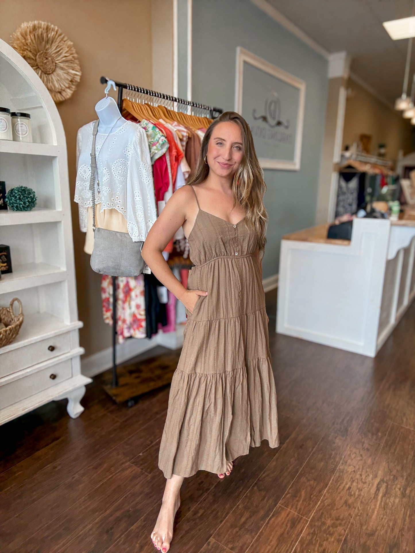 Mocha Dobby Dress