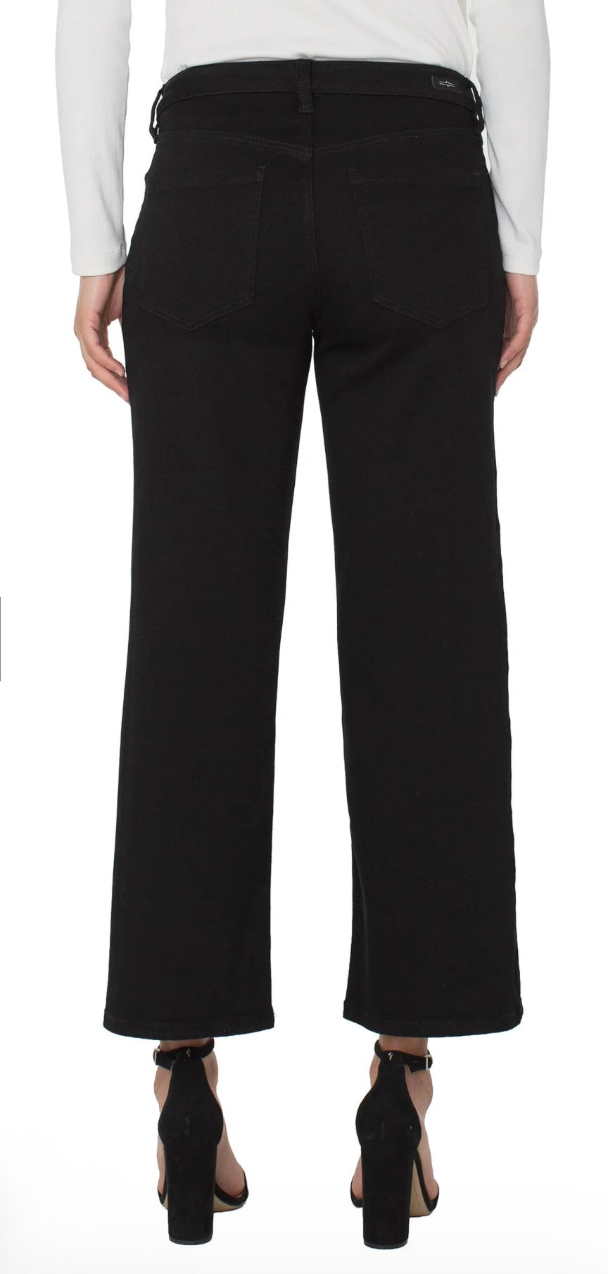 Black Rinse Stride Crop Wide Leg Jean