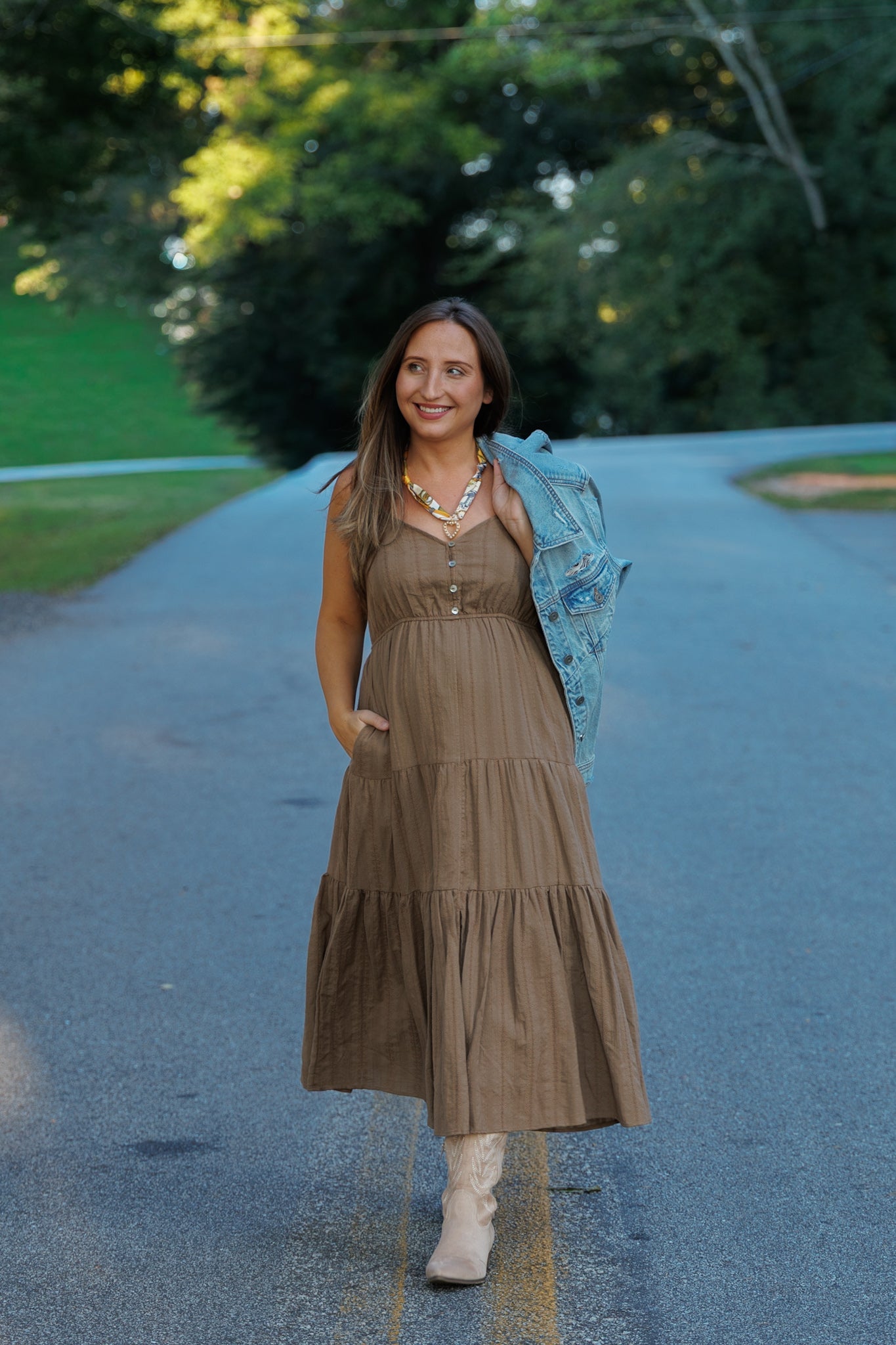 Mocha Dobby Dress