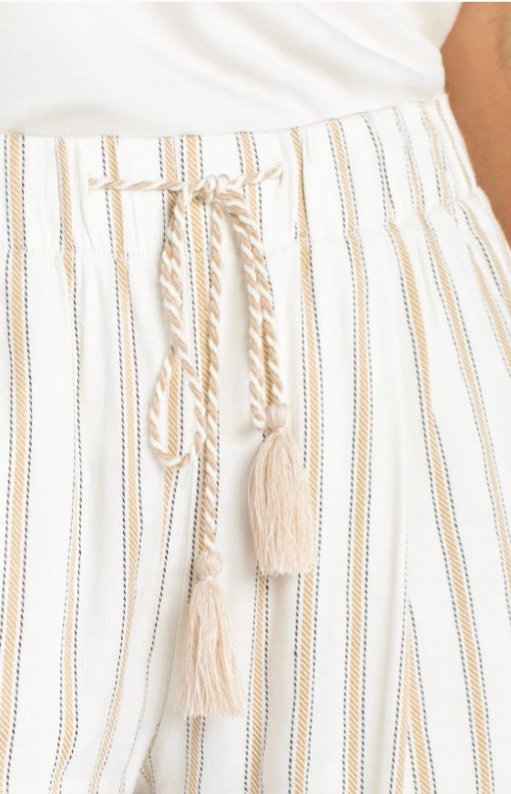 Cream and Tan Wide Leg Pant