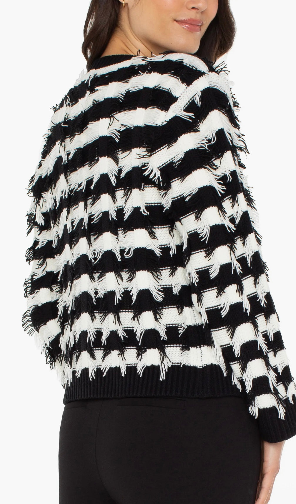 Black and White Fringe Cardigan