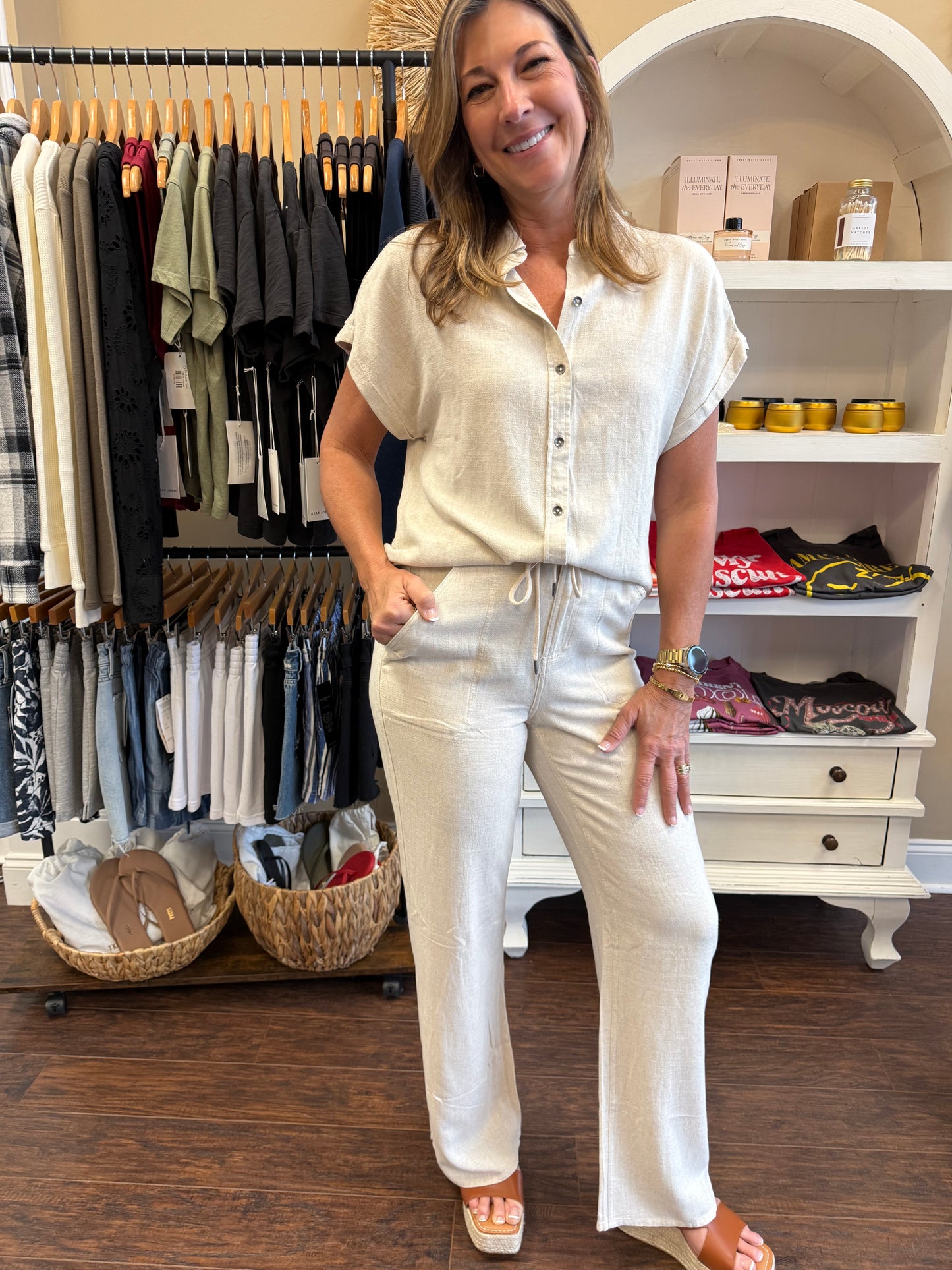 Bluffton Wide Leg Linen Pant