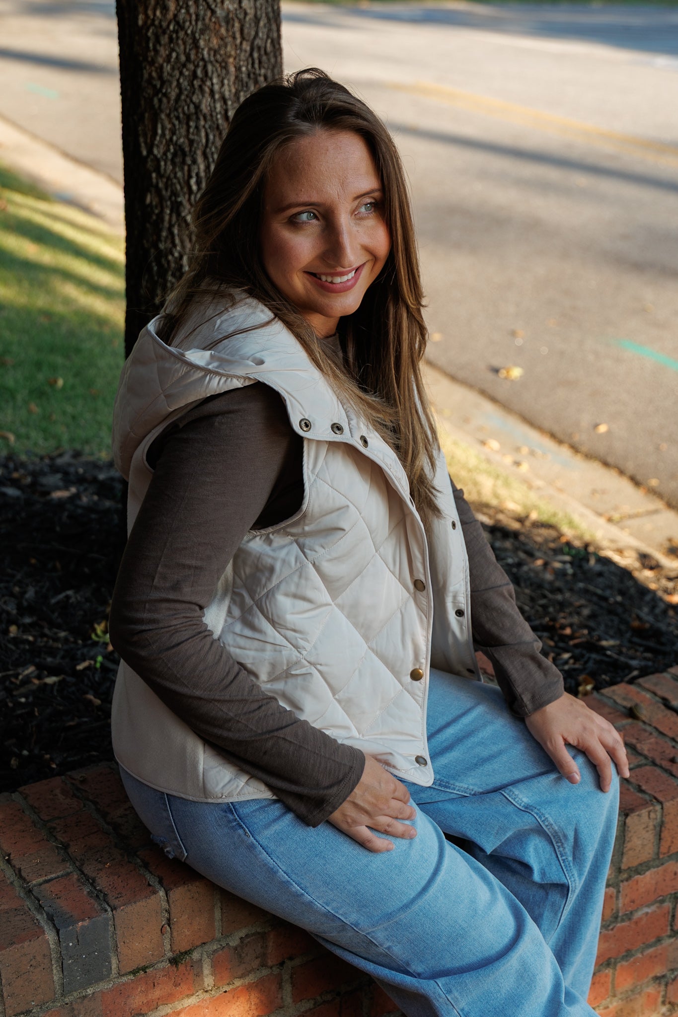 Ivory Quilted Puffer Hoodie Vest