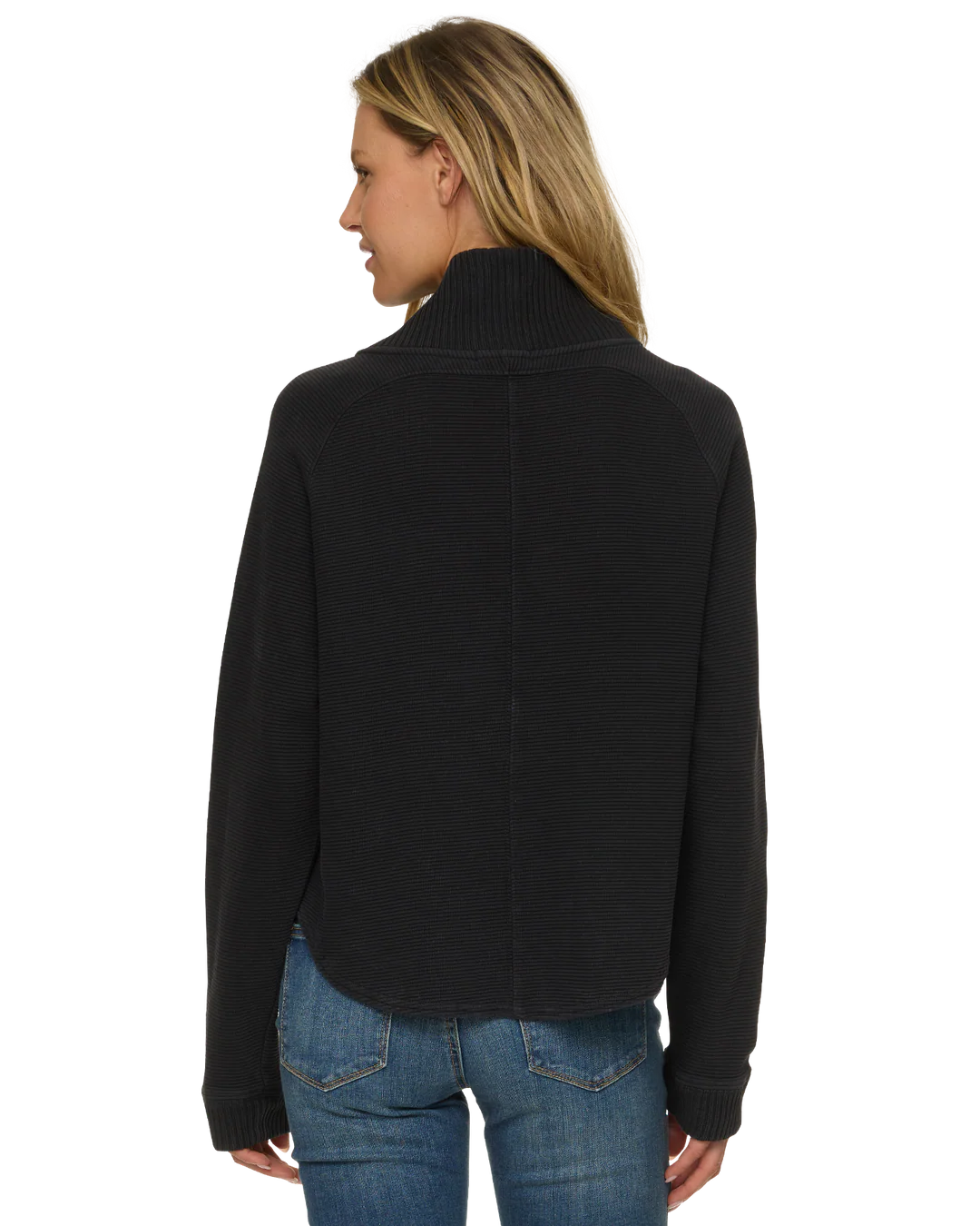 Black Adriana Snap Front Pullover