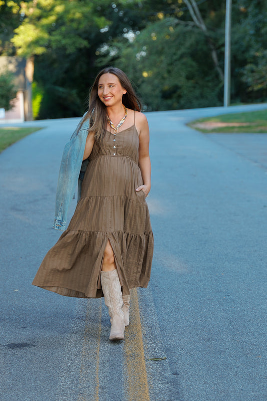 Mocha Dobby Dress