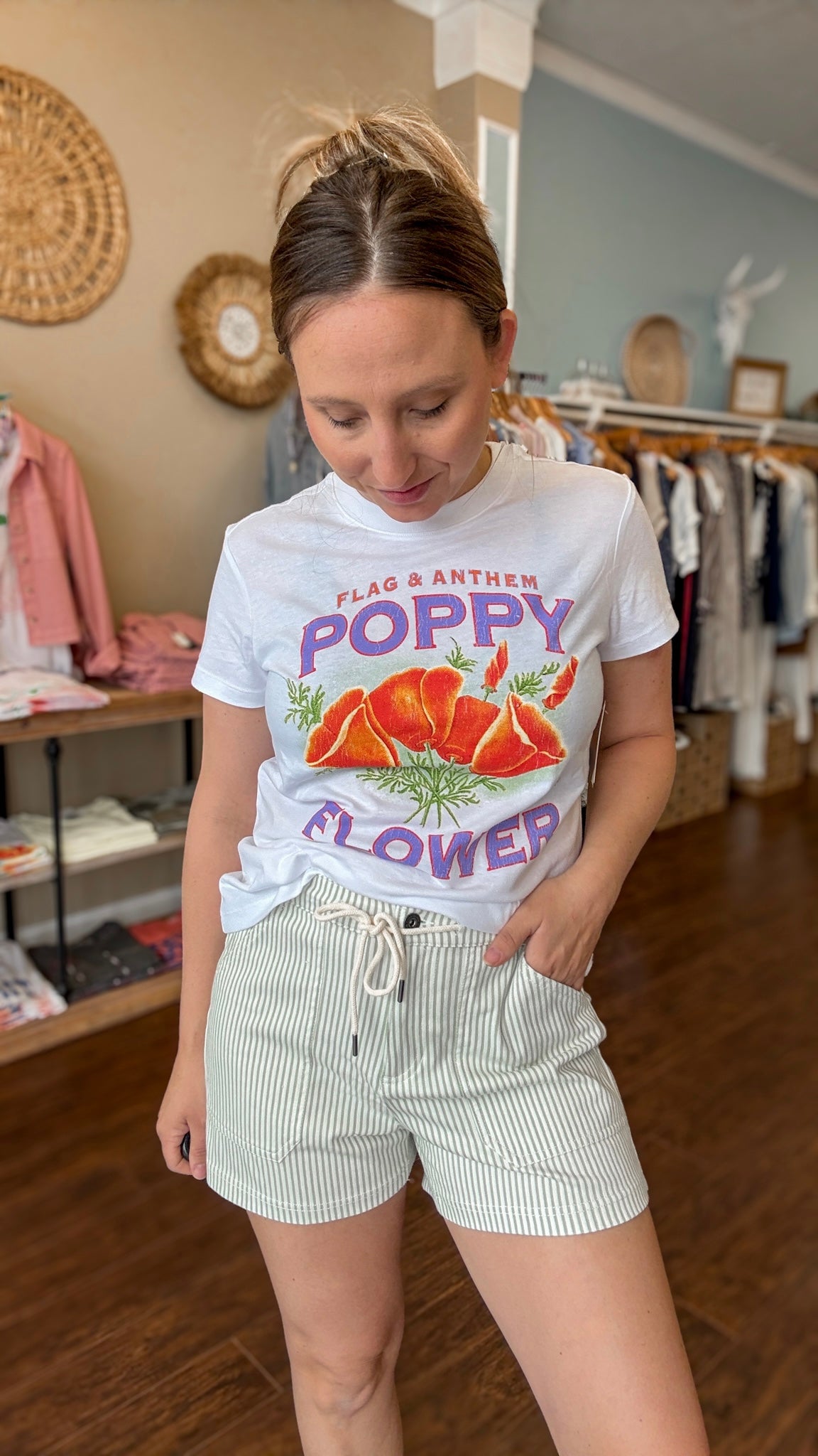 Sage Stripe Buffy Drawstring Short