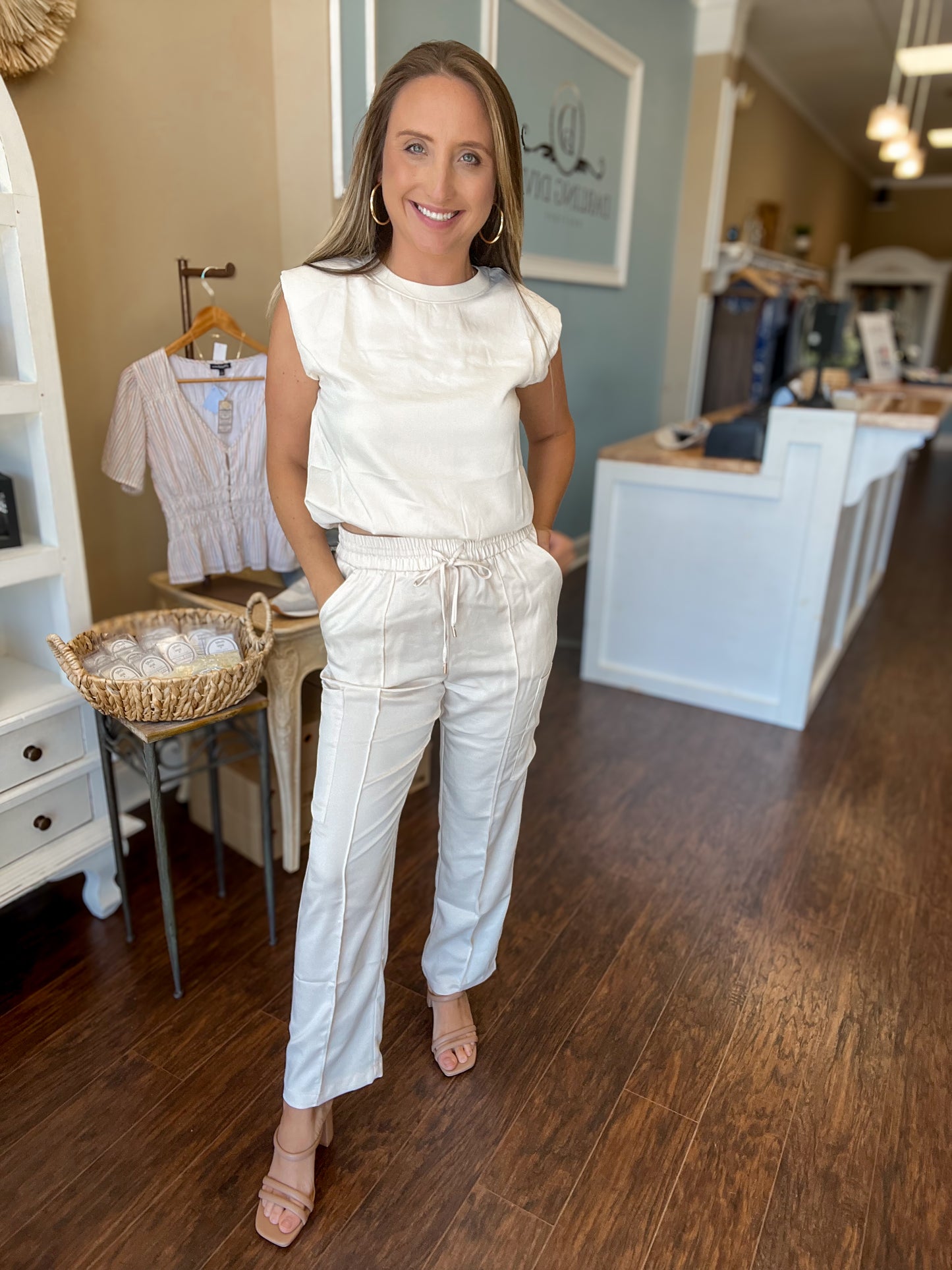 Oatmeal Pintuck Jogger