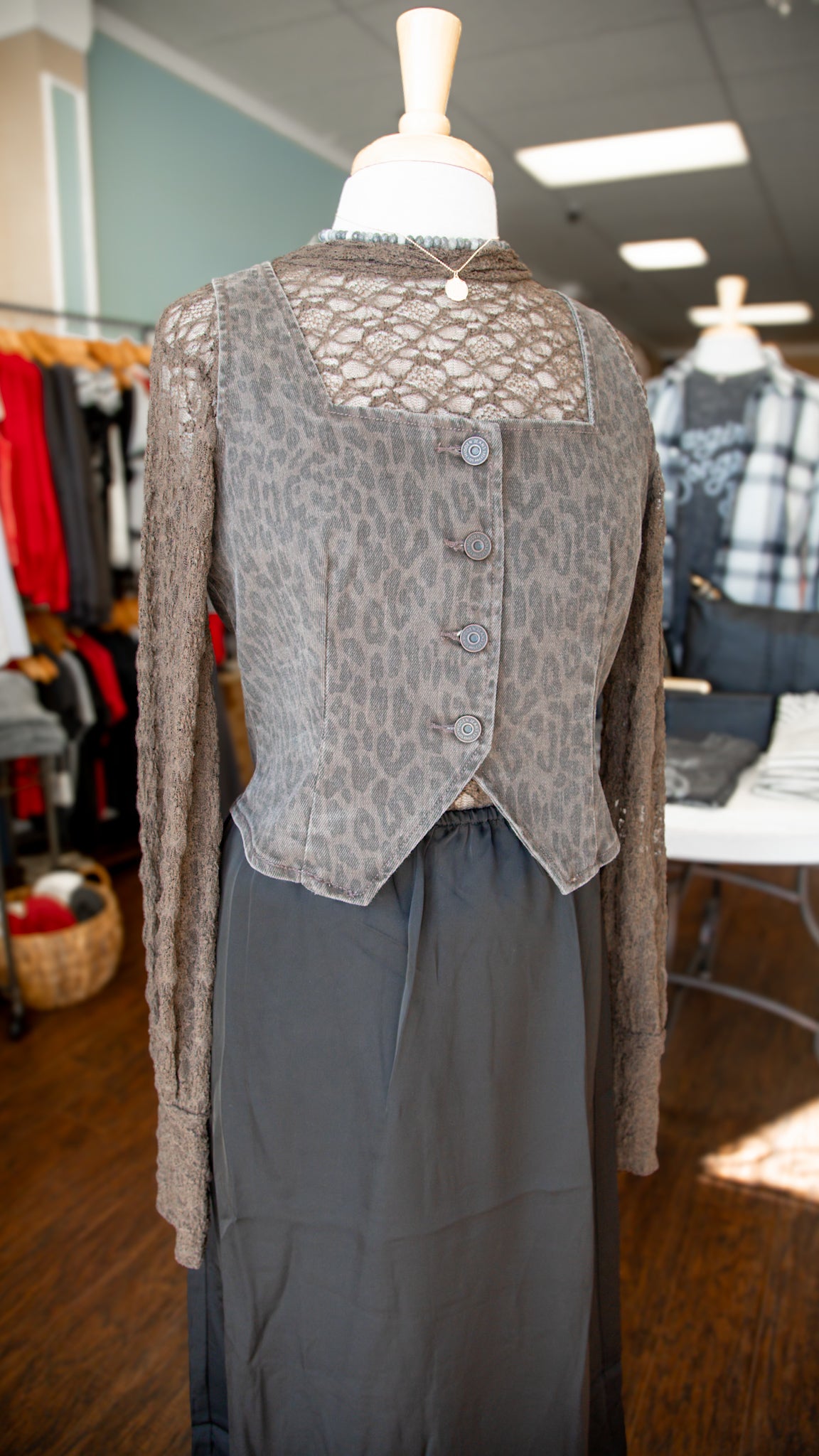 Espresso Evelynn Long Sleeve Lace Top