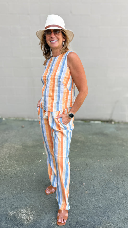 Multi Stripe Wide Leg Pants