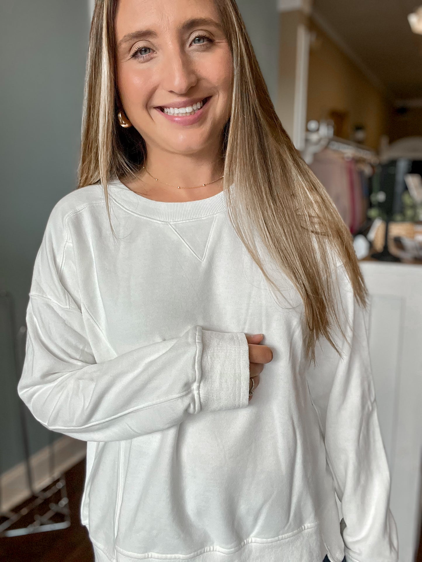 Fleece Terry Washed Sweatshirt