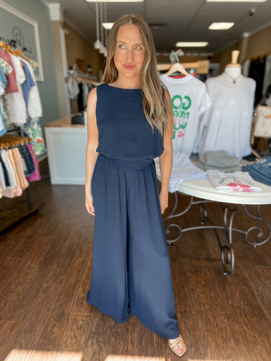 Navy Wide Legged Pants