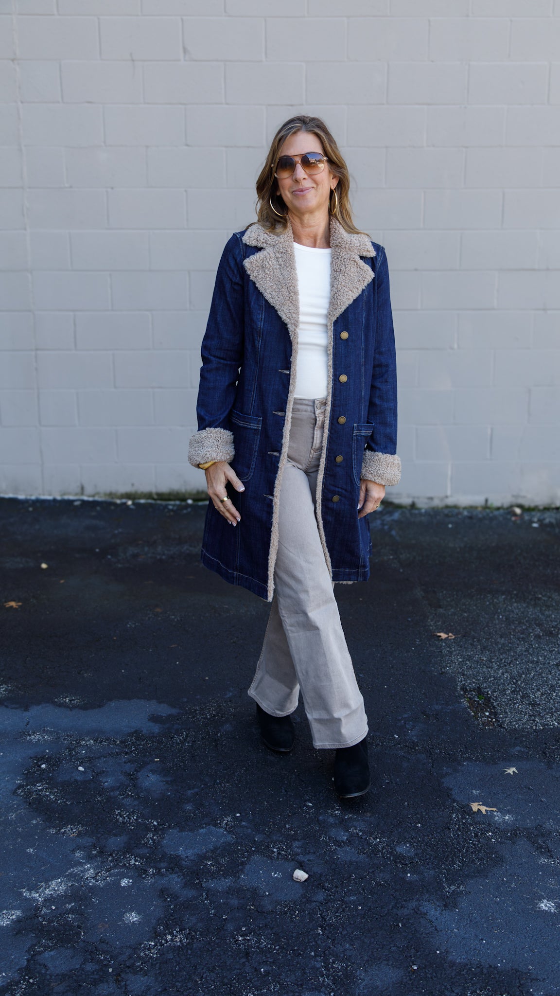 Sherpa Trimmed Denim Jacket