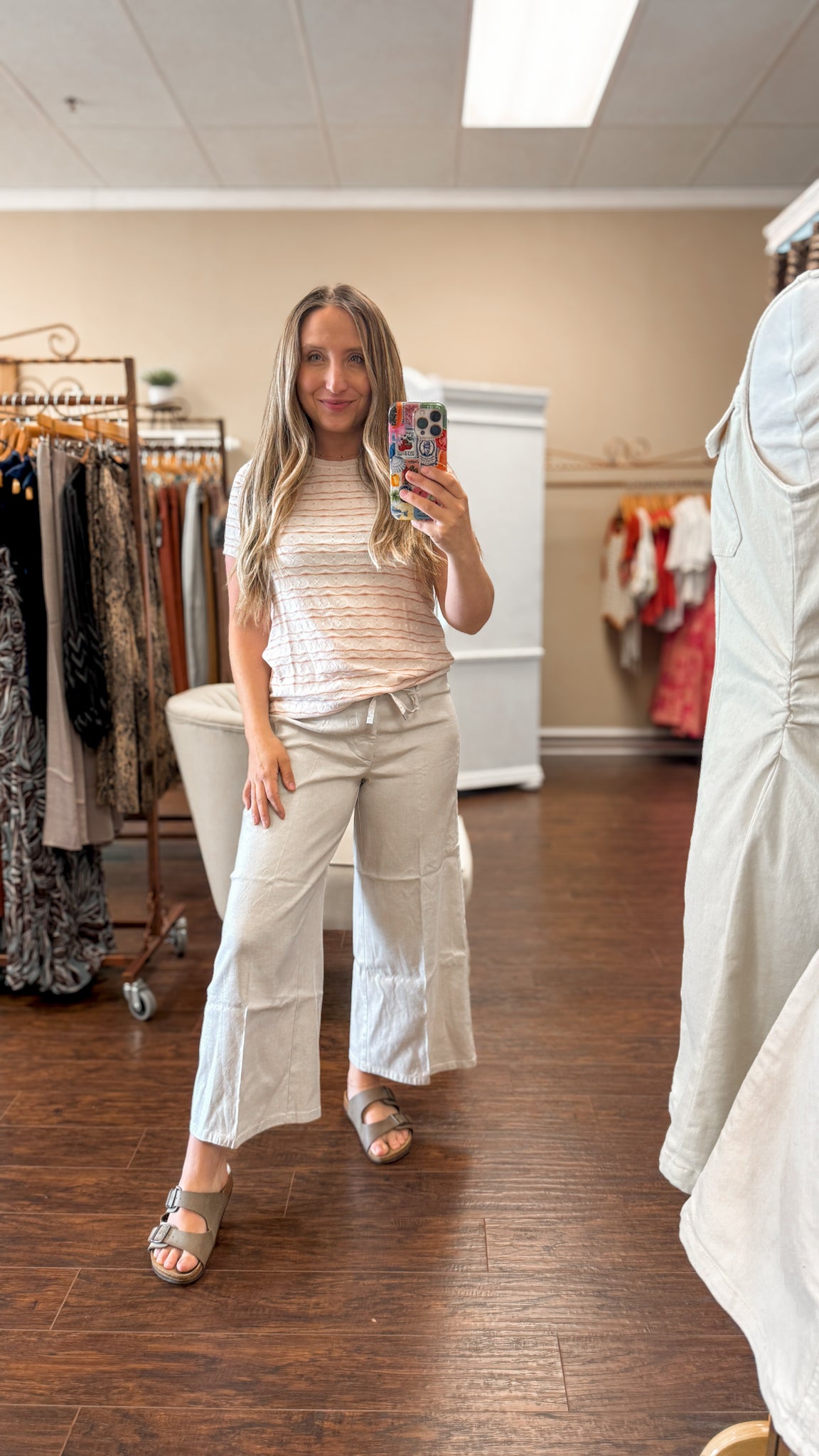 Pink Wavy Crew Neck Tee