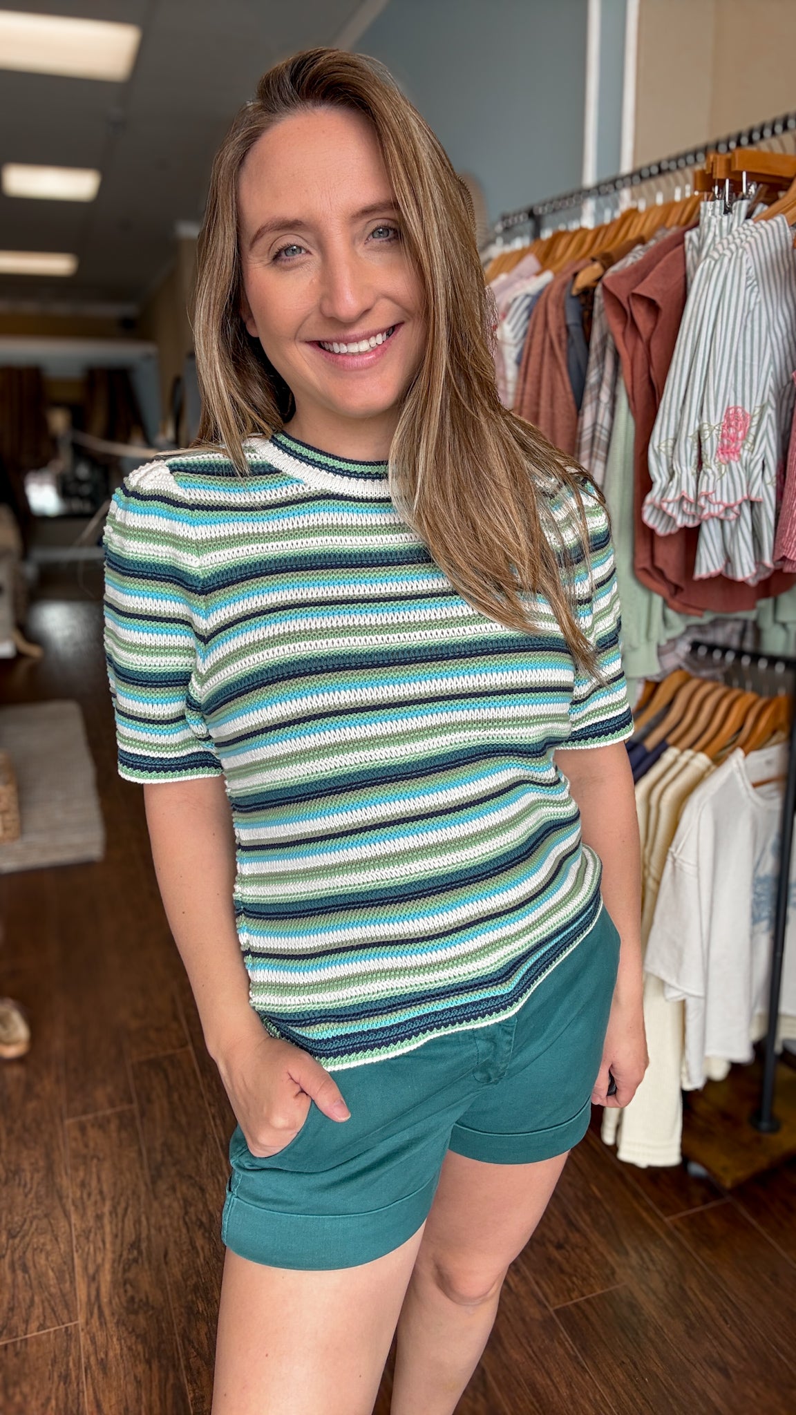 Milky Blue Stripe Simone Top