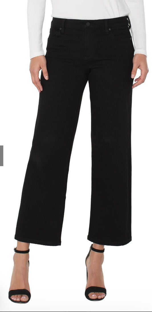Black Rinse Stride Crop Wide Leg Jean