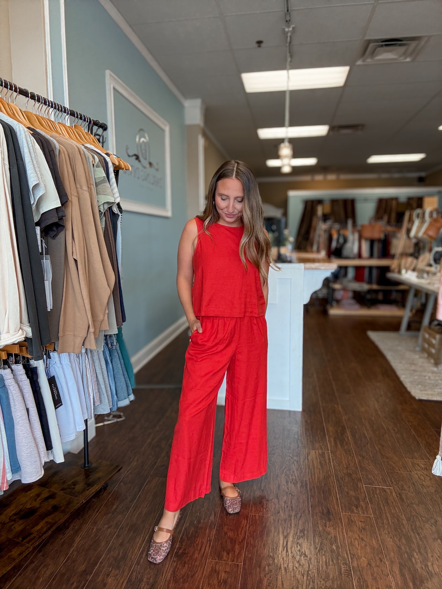 Chili Pepper Sloane Linen Top