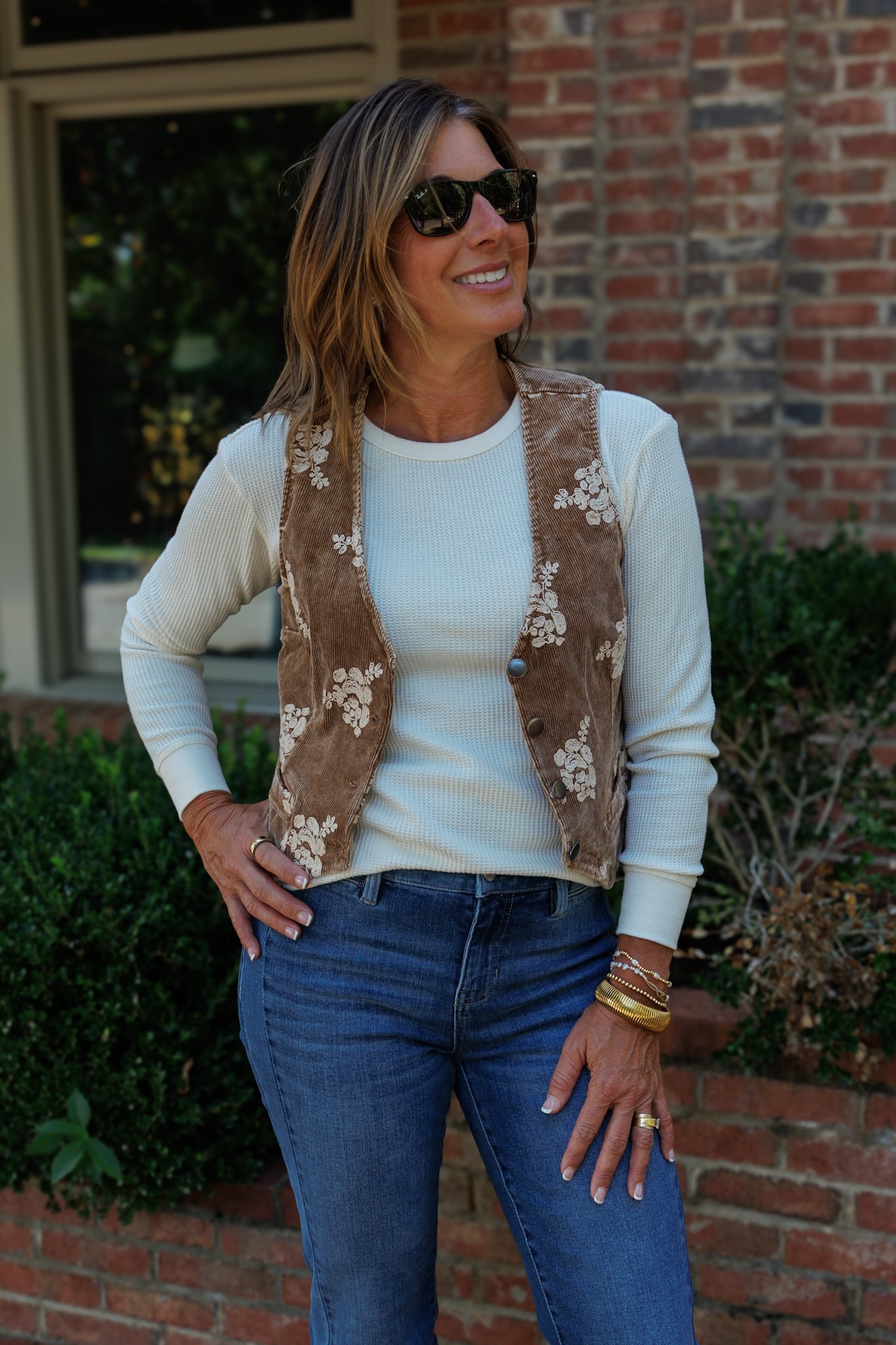 Toffee Emroidered Vest