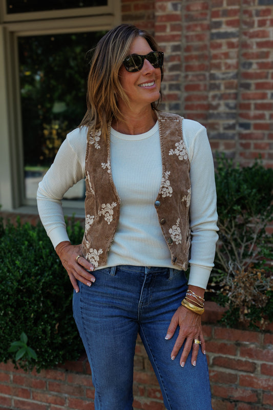 Toffee Emroidered Vest