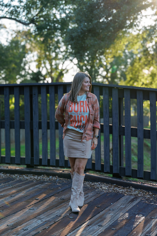 Washed Pumpkin Plaid Shirt
