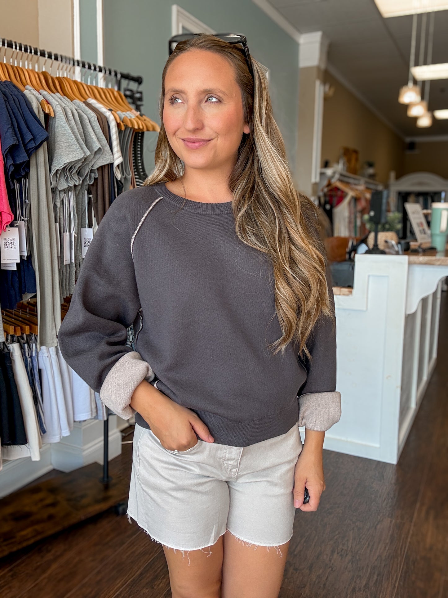 Charcoal Two Tone Sweater