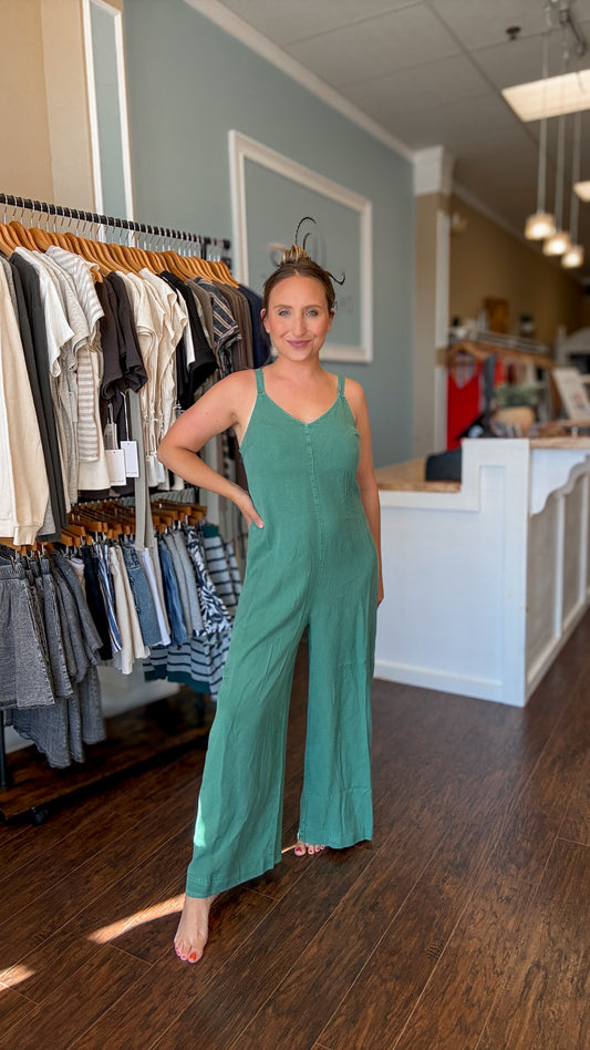 Kelly Green Cambry Jumpsuit