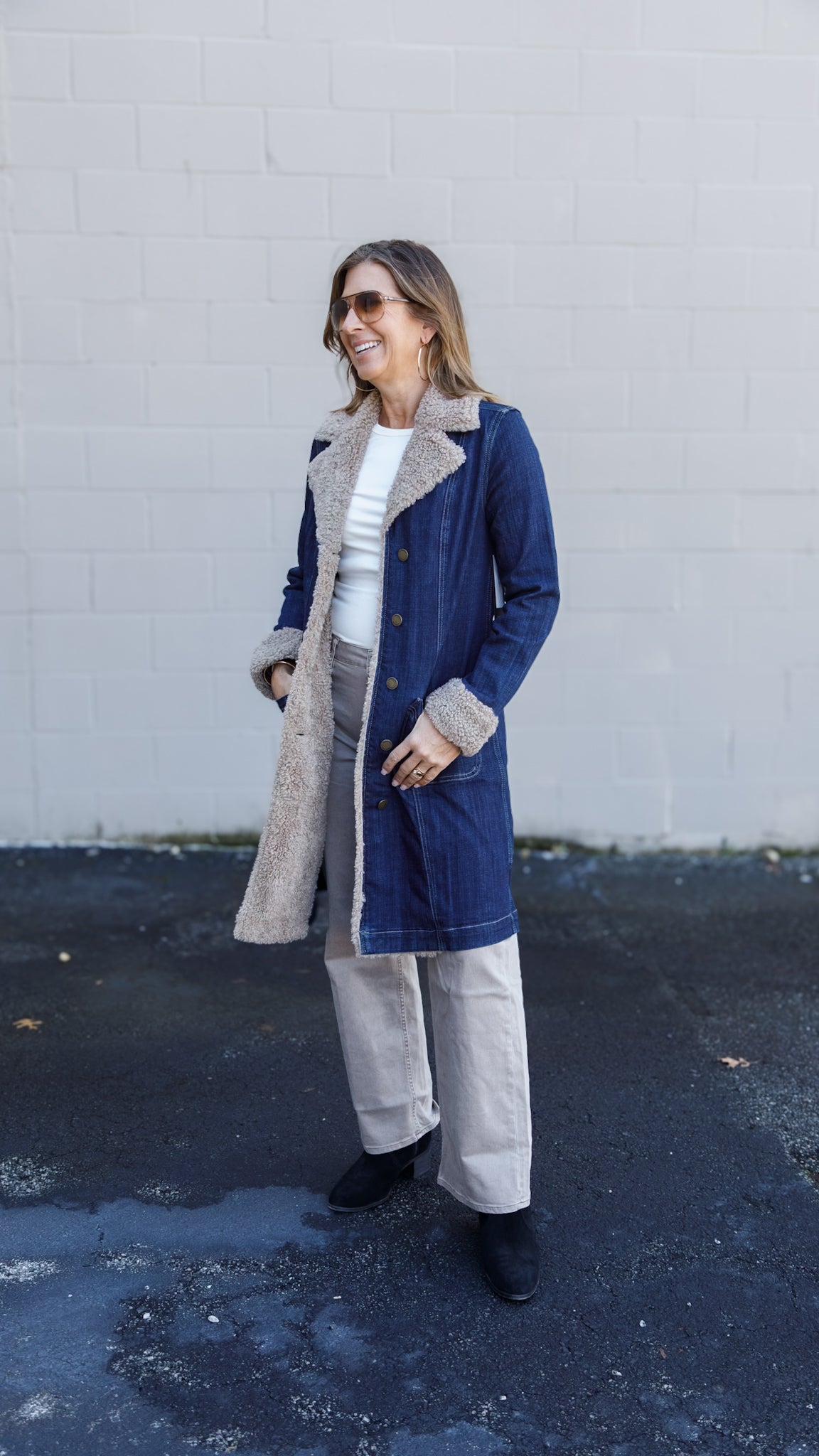 Sherpa Trimmed Denim Jacket