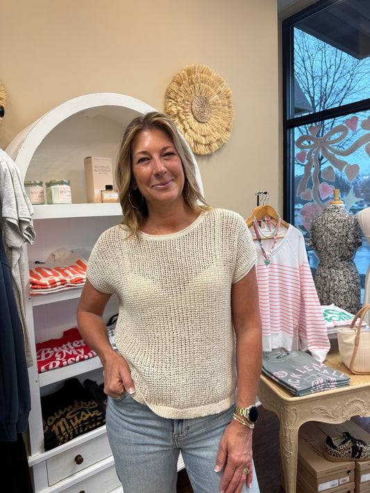 Natural Crochet Knit Top