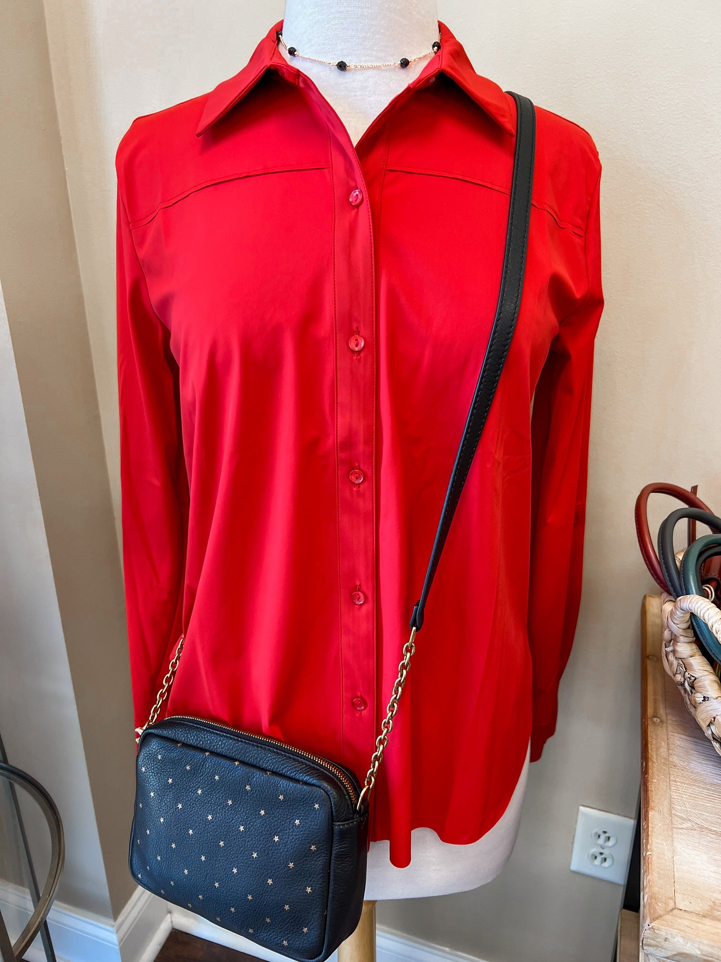 Perisan Roll Tab Red Blouse