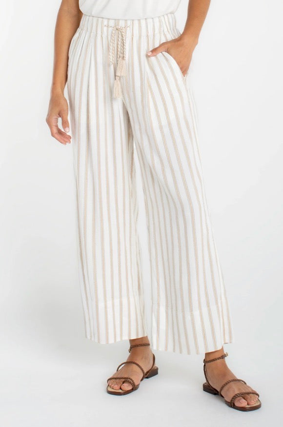 Cream and Tan Wide Leg Pant