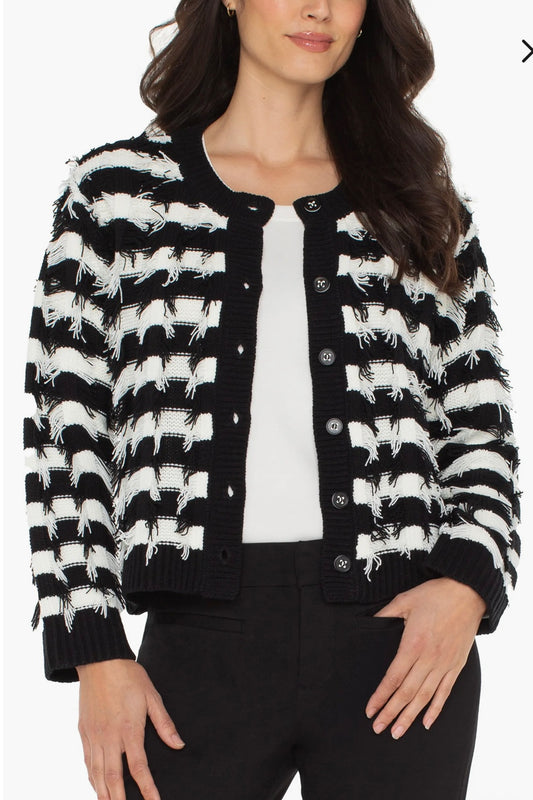 Black and White Fringe Cardigan