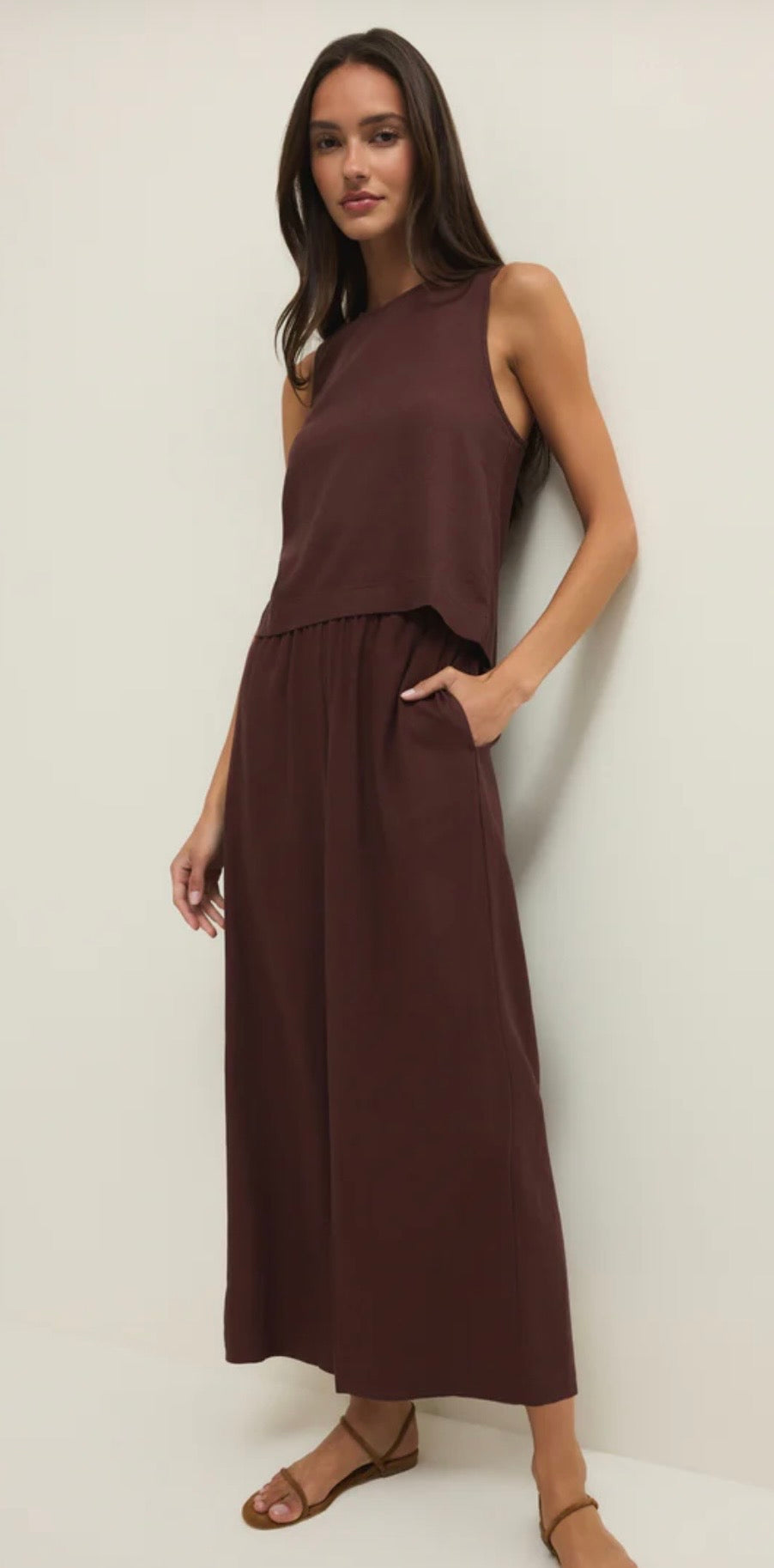 Chocolate Cherry Scout Linen Pant
