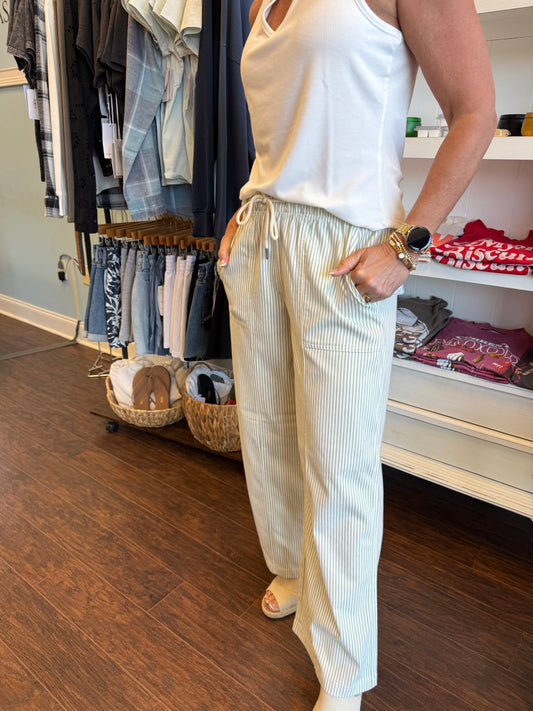 Sage and Cream Triana Stripe Pant