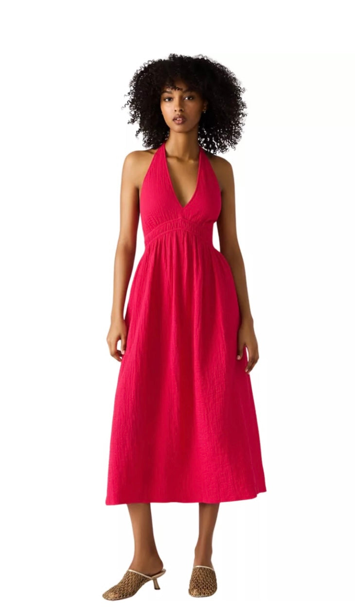 Cranberry Gauze Piper Dress