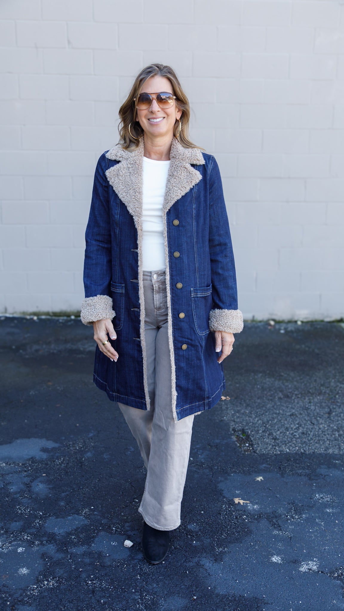 Sherpa Trimmed Denim Jacket