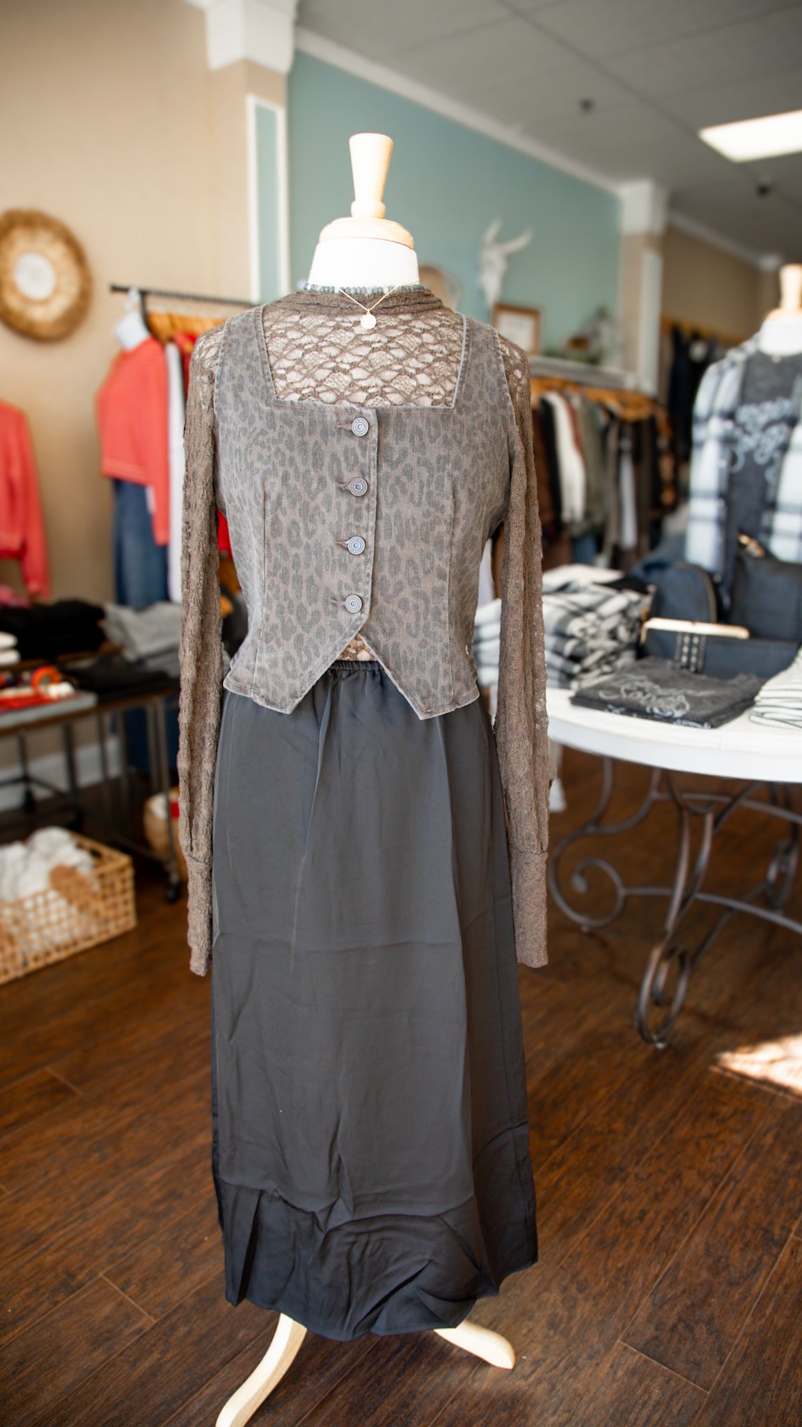 Espresso Evelynn Long Sleeve Lace Top