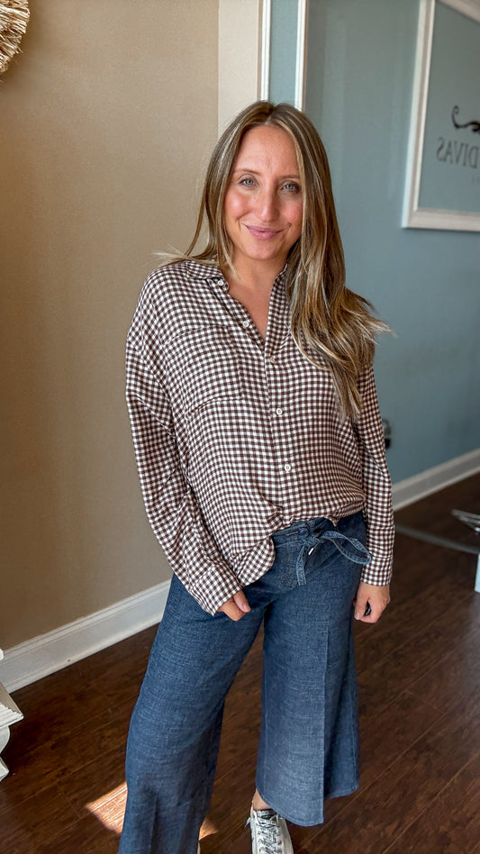 River Plaid Chocolate Cherry Top