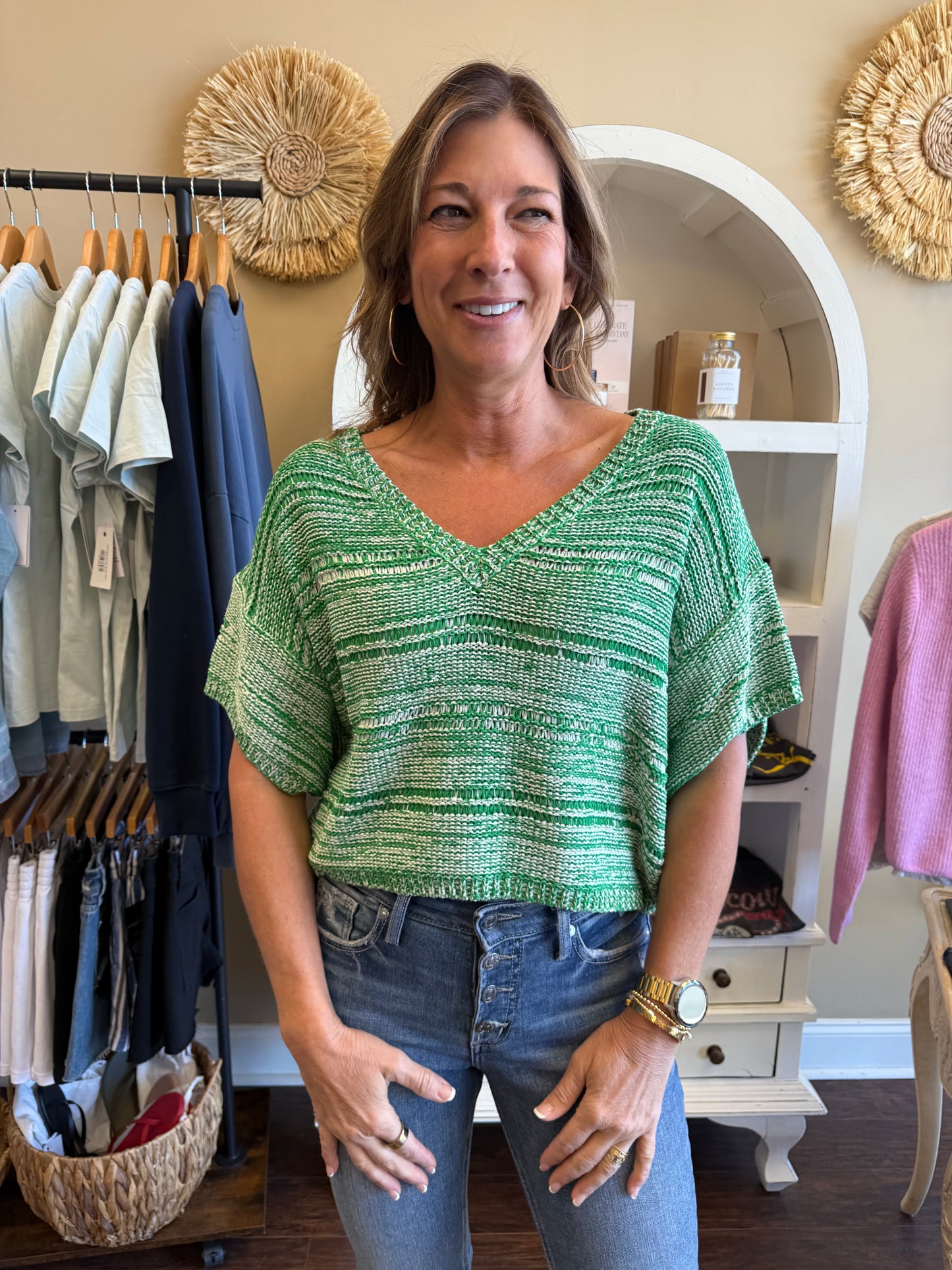 Irish Green Melange Pullover