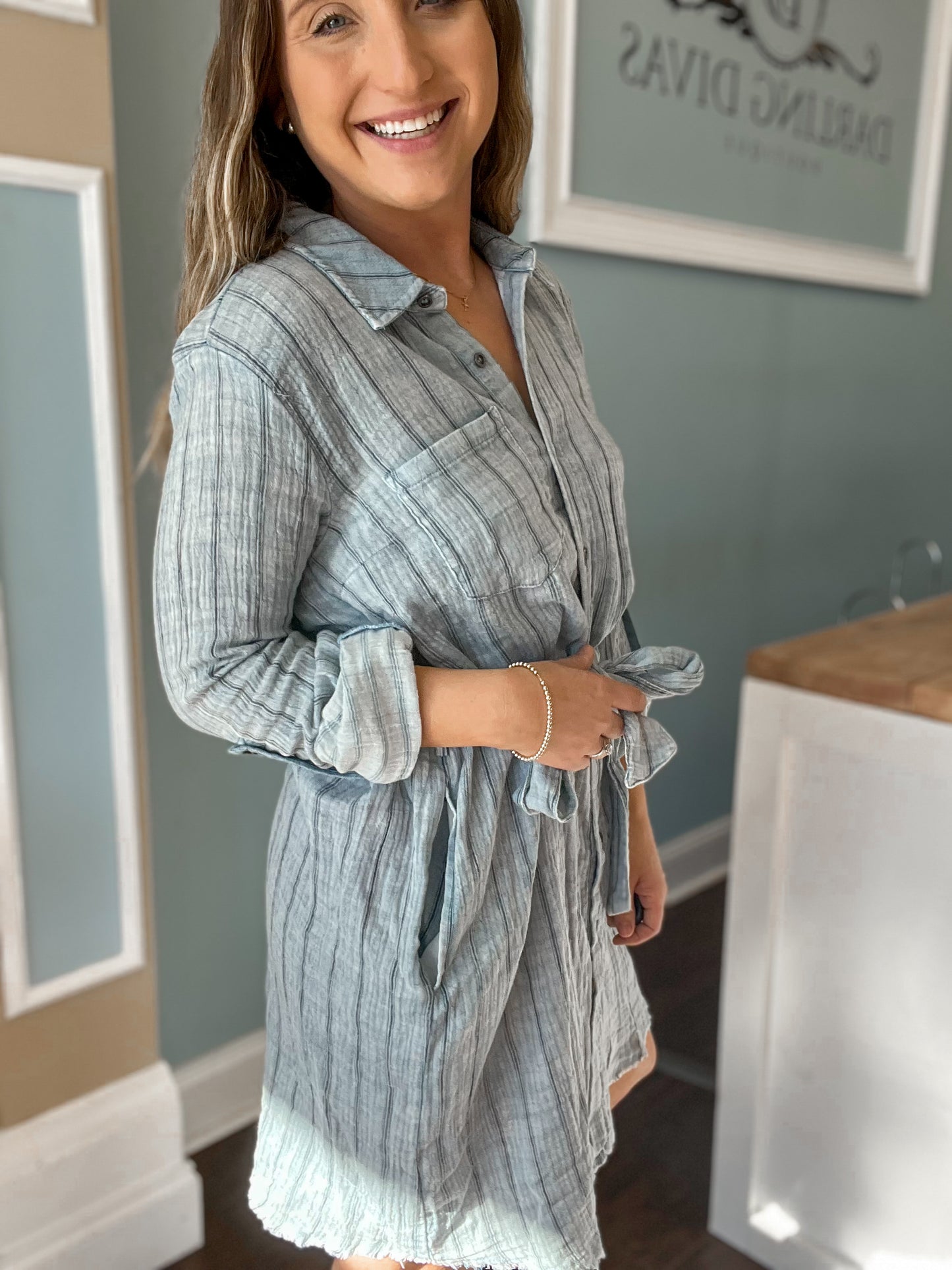 Denim Gauze Shirt Dress