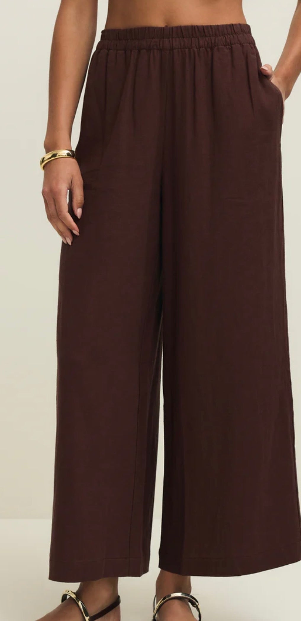 Chocolate Cherry Scout Linen Pant