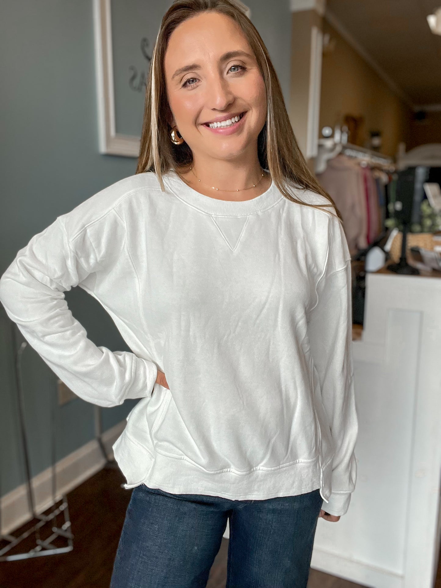 Fleece Terry Washed Sweatshirt