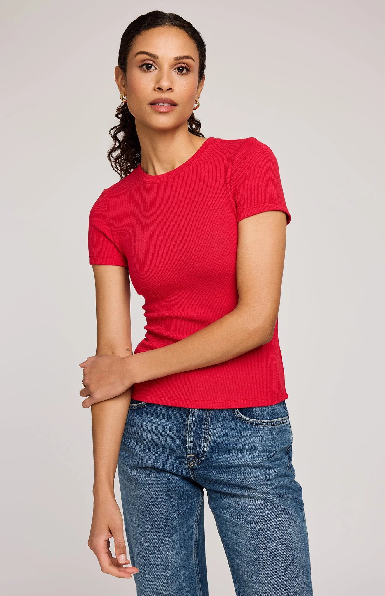 Red Ribbed Tate Shirt