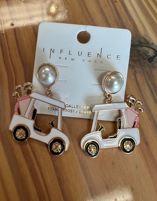Golf Cart Pearl Earring