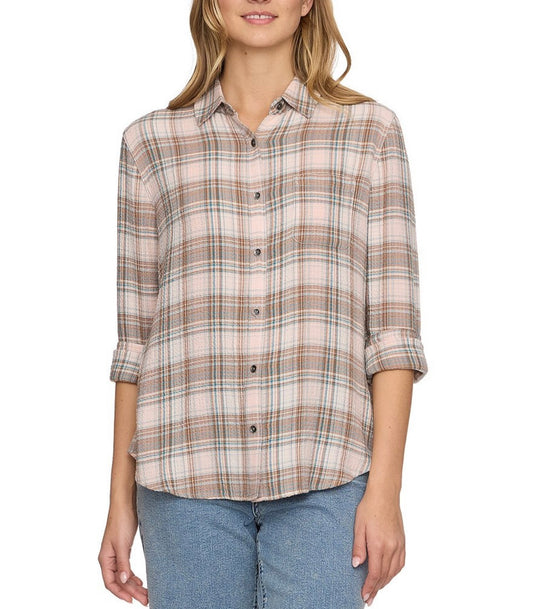 Sage/Pink Leetonia Boyfriend Shirt