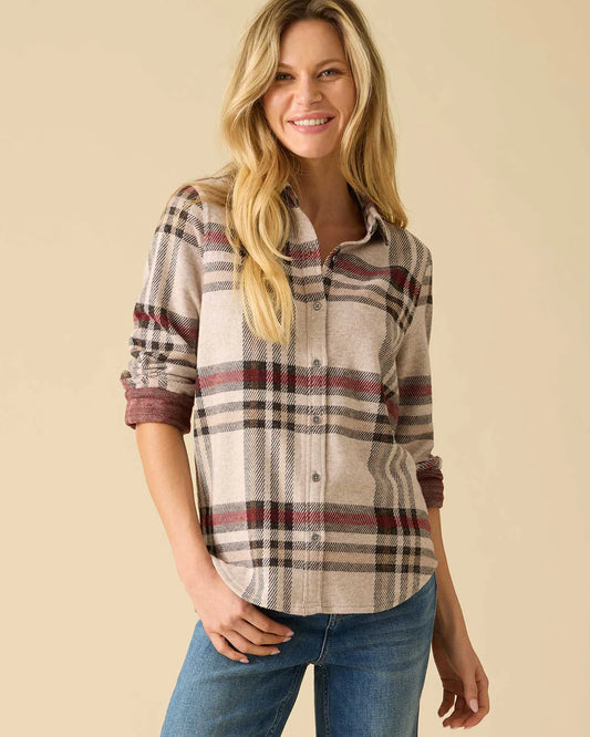 Tan and Berry Adelaide Knit Flannel